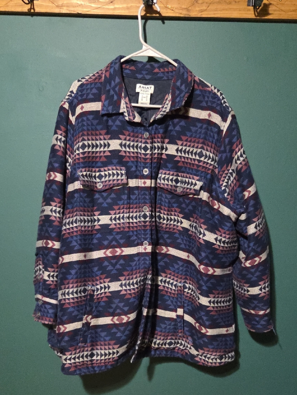 Ariat Womens REAL Shacket Jacket Blue Mountain Peak Jacquard Sz 3X
